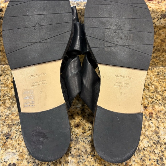 Aquatalia Harley Women’s Black Leather slip on Sandals Size 8 Made in Italy. - Picture 3 of 8